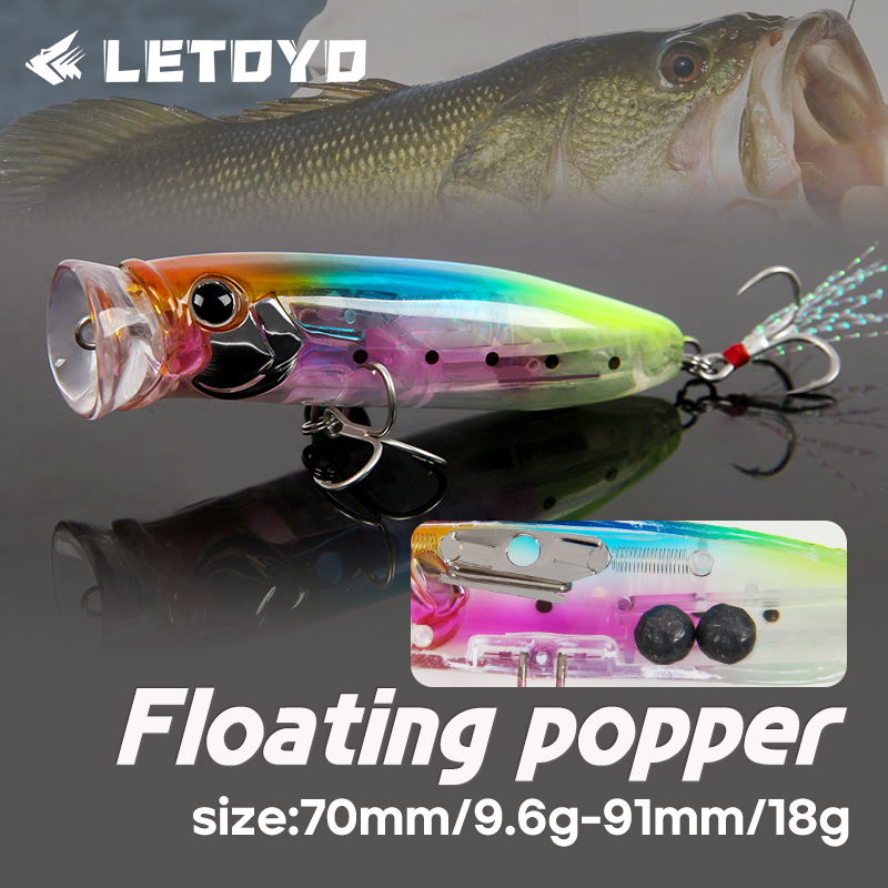 Fishing Lure Topwater - 레토요 9.6g/18g 플로팅 포퍼 루어 탑워터