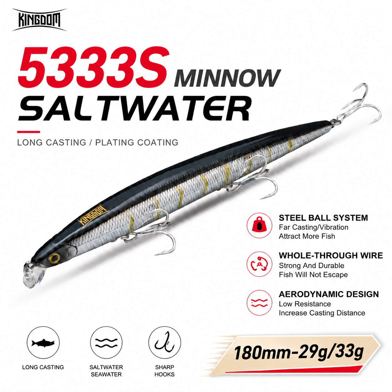킹덤 이스카 인공 낚시 루어 180mm 29/33g 플 - Fishing Lure Swimbait 리뷰 및 가격