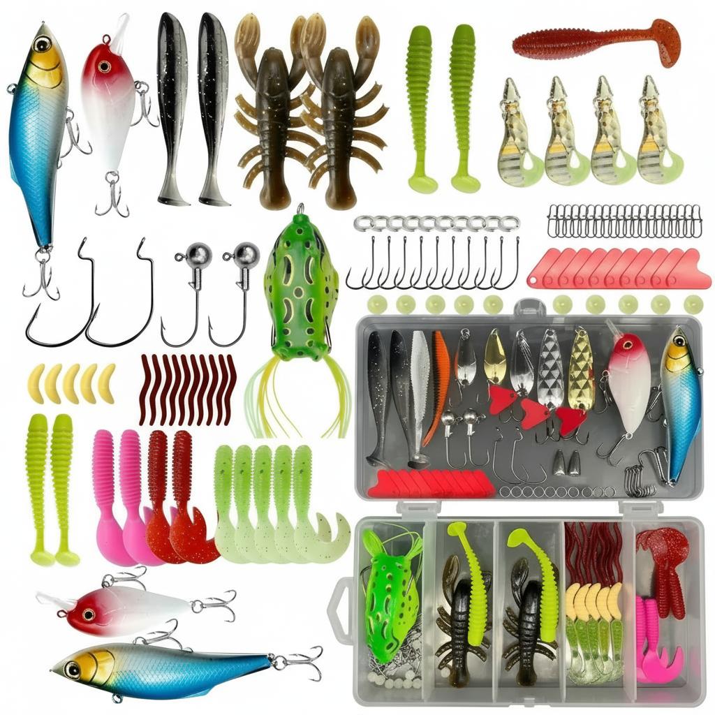 133개 프리미엄 낚시 미끼 세트, 낚시 장비 및 용품 - Fishing Lure Box 리뷰 및 가격