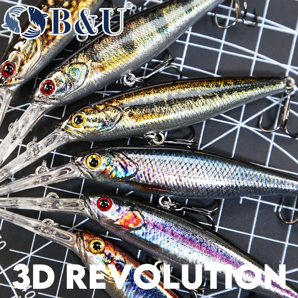 B & U 3D 프린팅 샤드, 미노우 서스펜션 인공 낚 - Fishing Lure Jerkbait 리뷰 및 가격